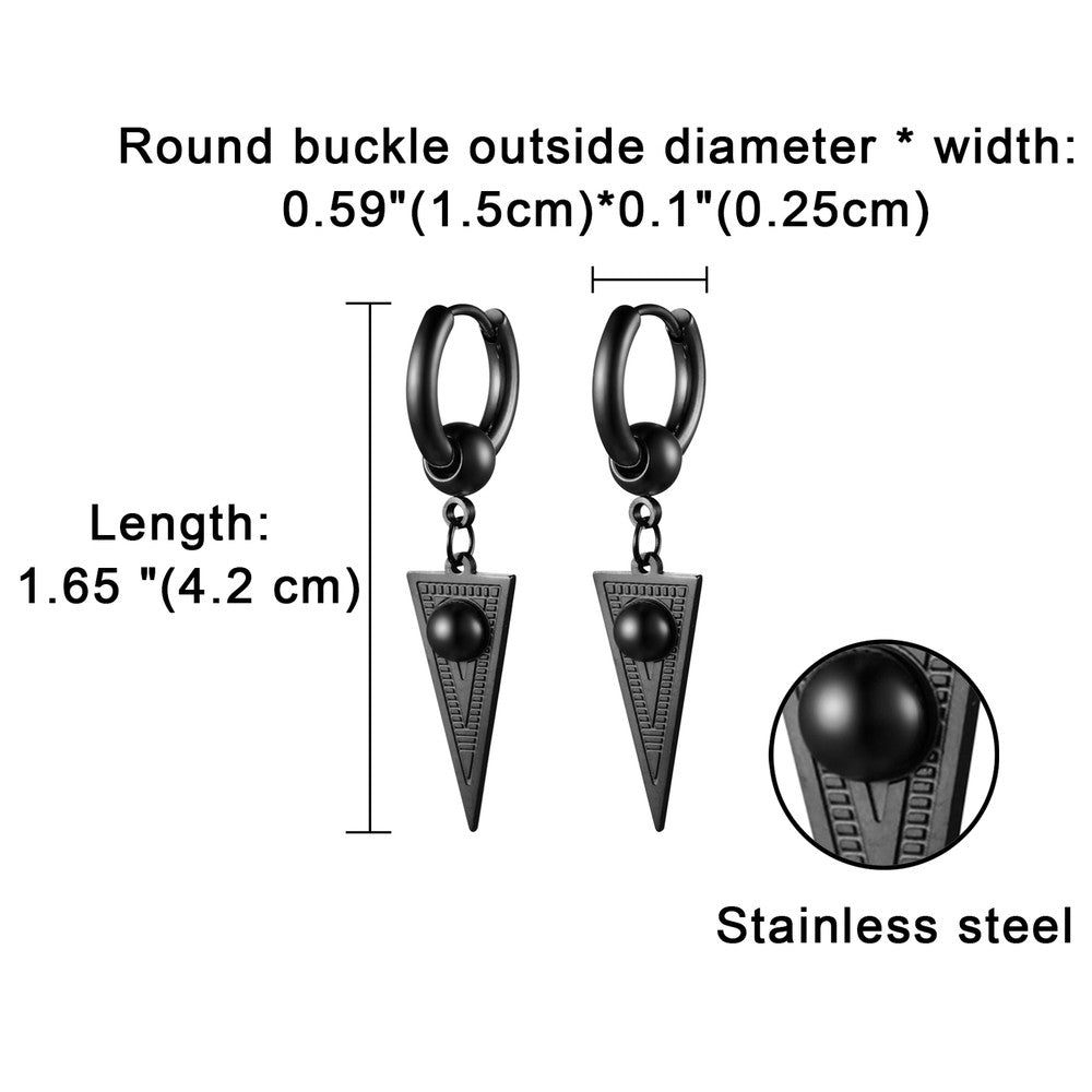 2pcs Stainless Steel Geometric Triangle Drop Dangle Unisex Huggie Hoop Earrings
