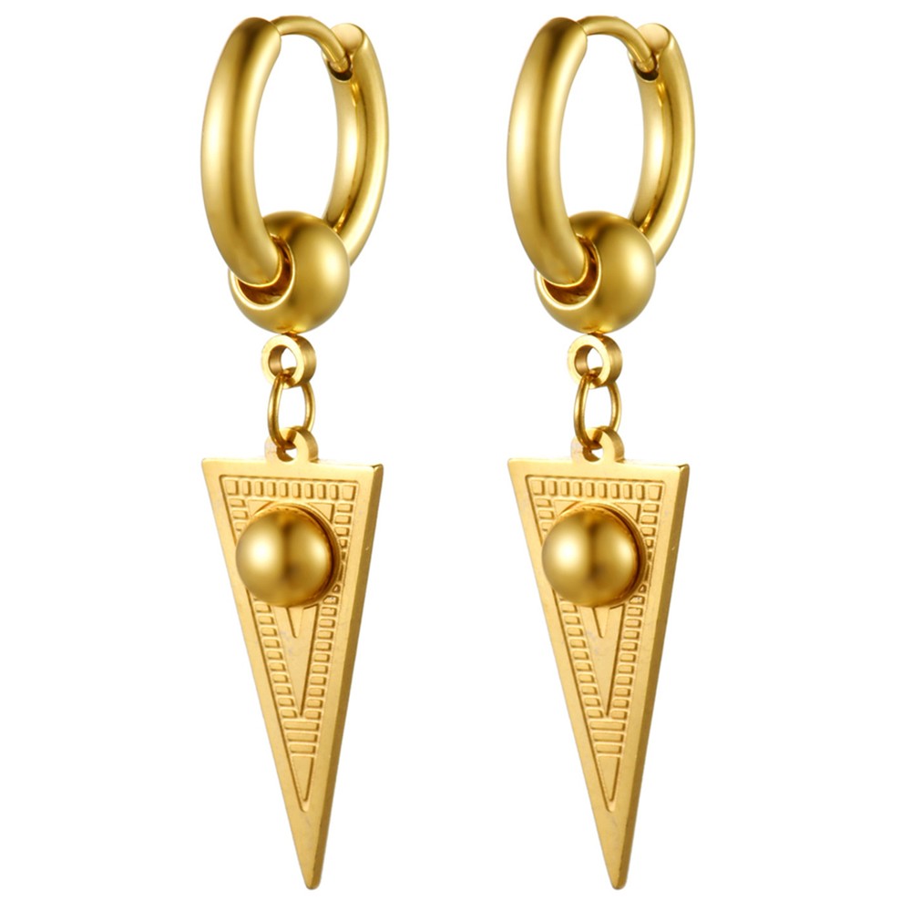 2pcs Stainless Steel Geometric Triangle Drop Dangle Unisex Huggie Hoop Earrings