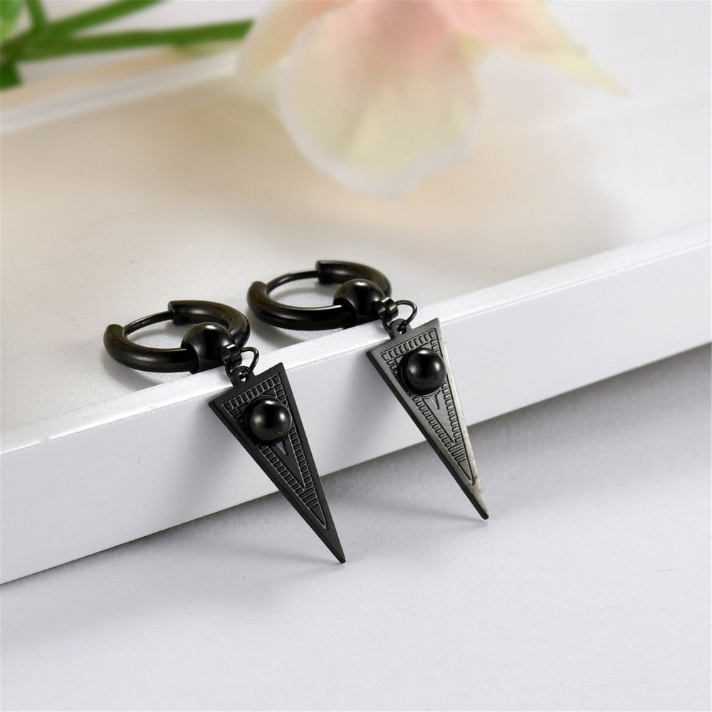 2pcs Stainless Steel Geometric Triangle Drop Dangle Unisex Huggie Hoop Earrings