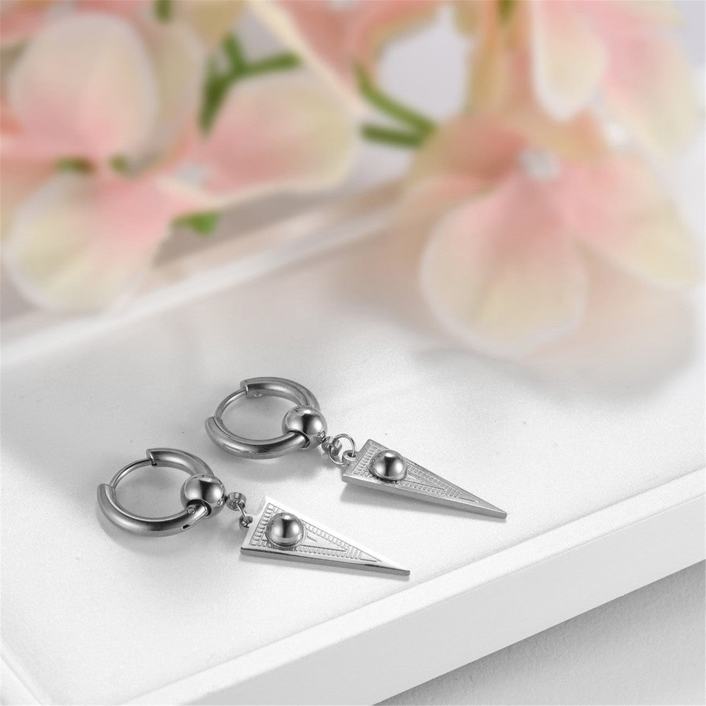 2pcs Stainless Steel Geometric Triangle Drop Dangle Unisex Huggie Hoop Earrings