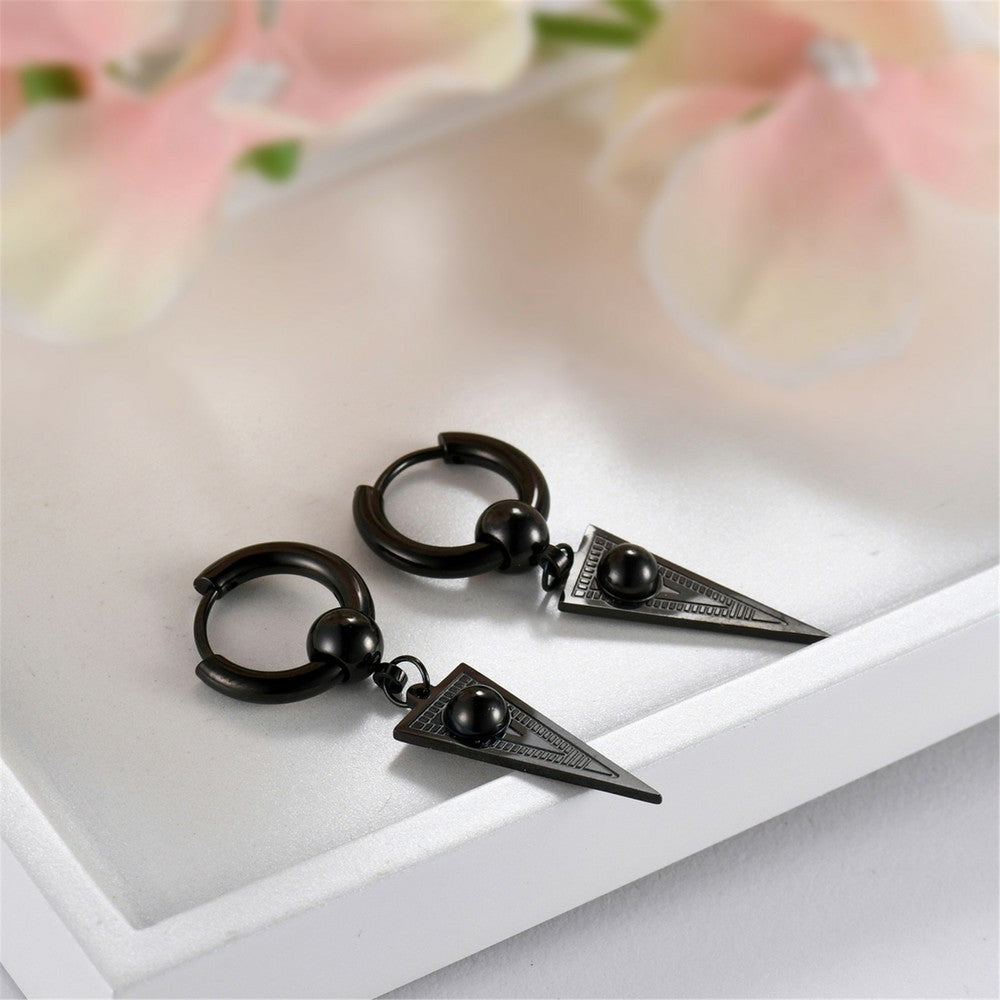 2pcs Stainless Steel Geometric Triangle Drop Dangle Unisex Huggie Hoop Earrings