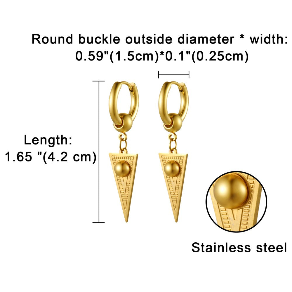 2pcs Stainless Steel Geometric Triangle Drop Dangle Unisex Huggie Hoop Earrings