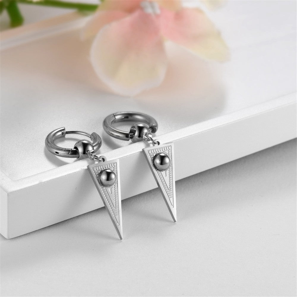 2pcs Stainless Steel Geometric Triangle Drop Dangle Unisex Huggie Hoop Earrings