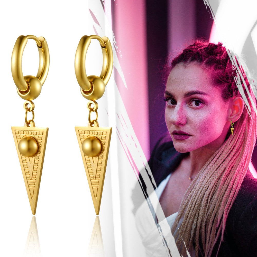 2pcs Stainless Steel Geometric Triangle Drop Dangle Unisex Huggie Hoop Earrings