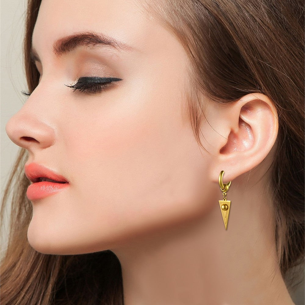 2pcs Stainless Steel Geometric Triangle Drop Dangle Unisex Huggie Hoop Earrings