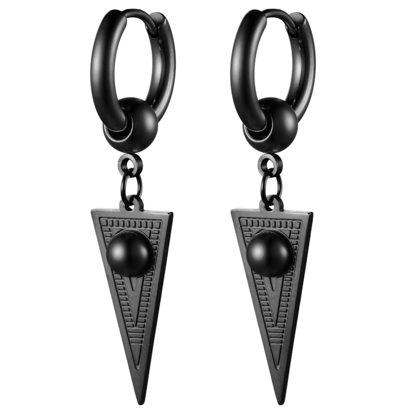 2pcs Stainless Steel Geometric Triangle Drop Dangle Unisex Huggie Hoop Earrings